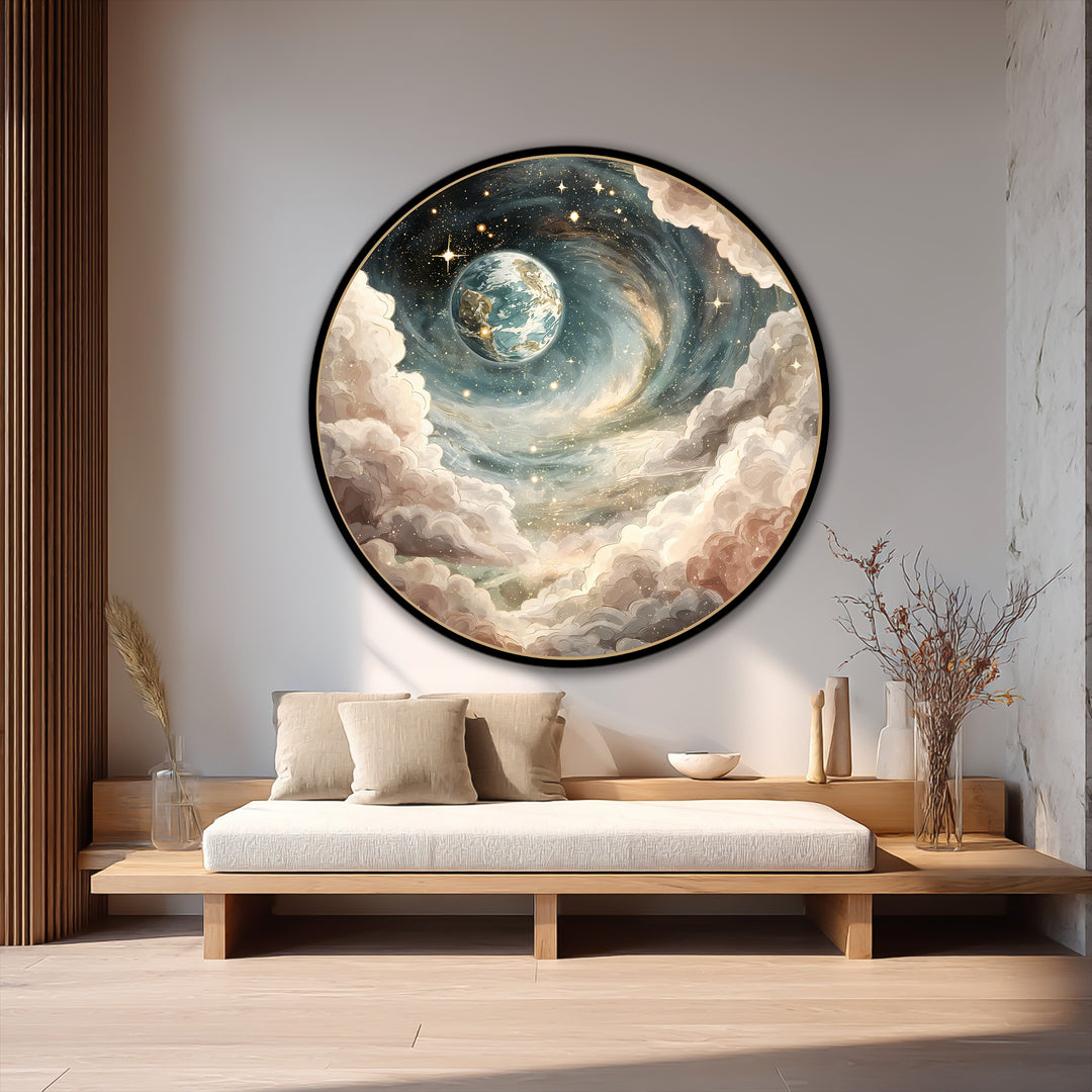 Sueño Espiral Celestial – Tierra Cósmica Redonda Cuadro al óleo