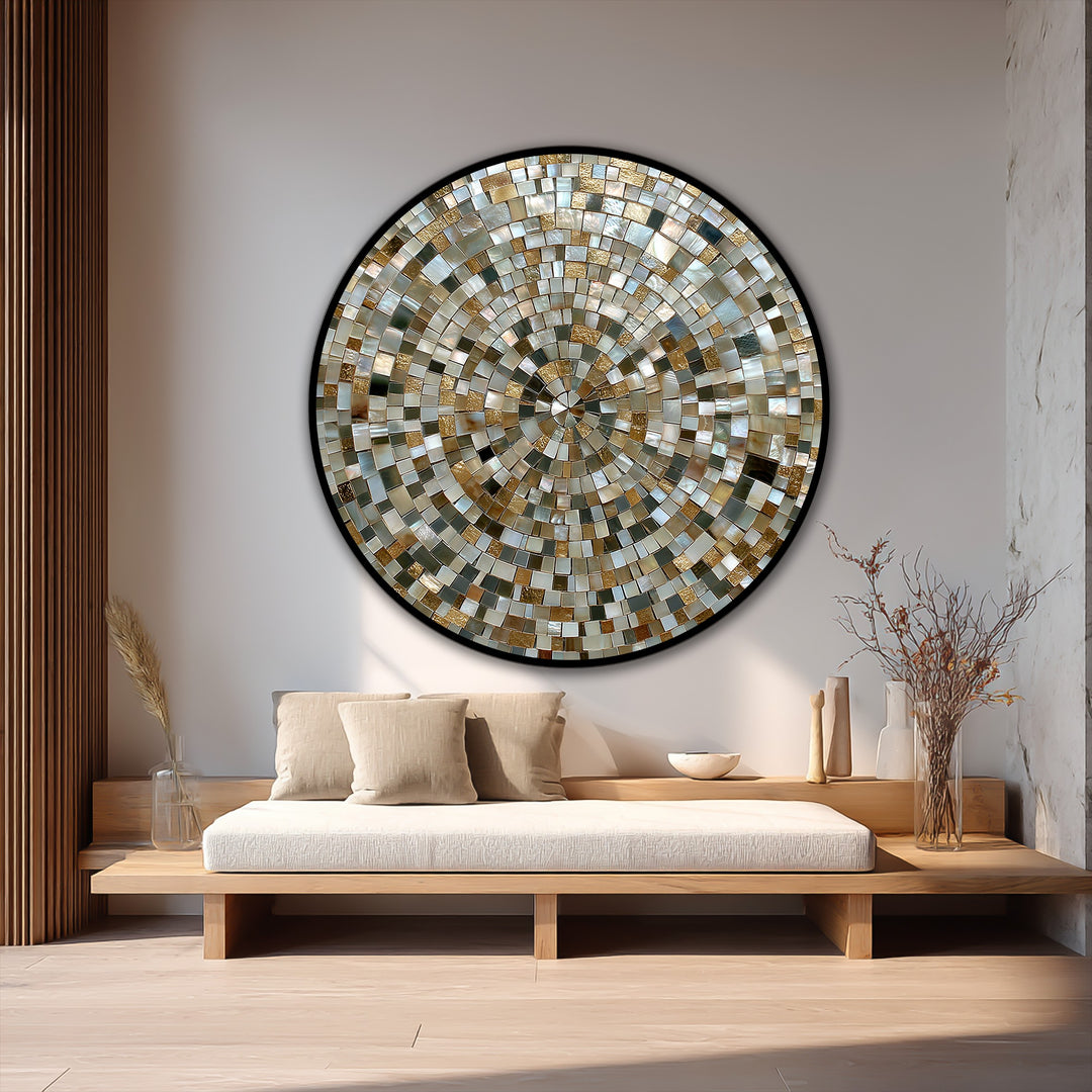 Golden Spiral Harmony – Mosaic Pattern Oil Painting