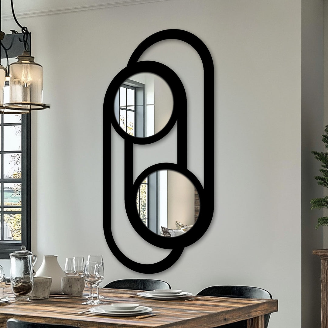 Double Circle Link Metal Wall Mirror – Modern Minimalist Design