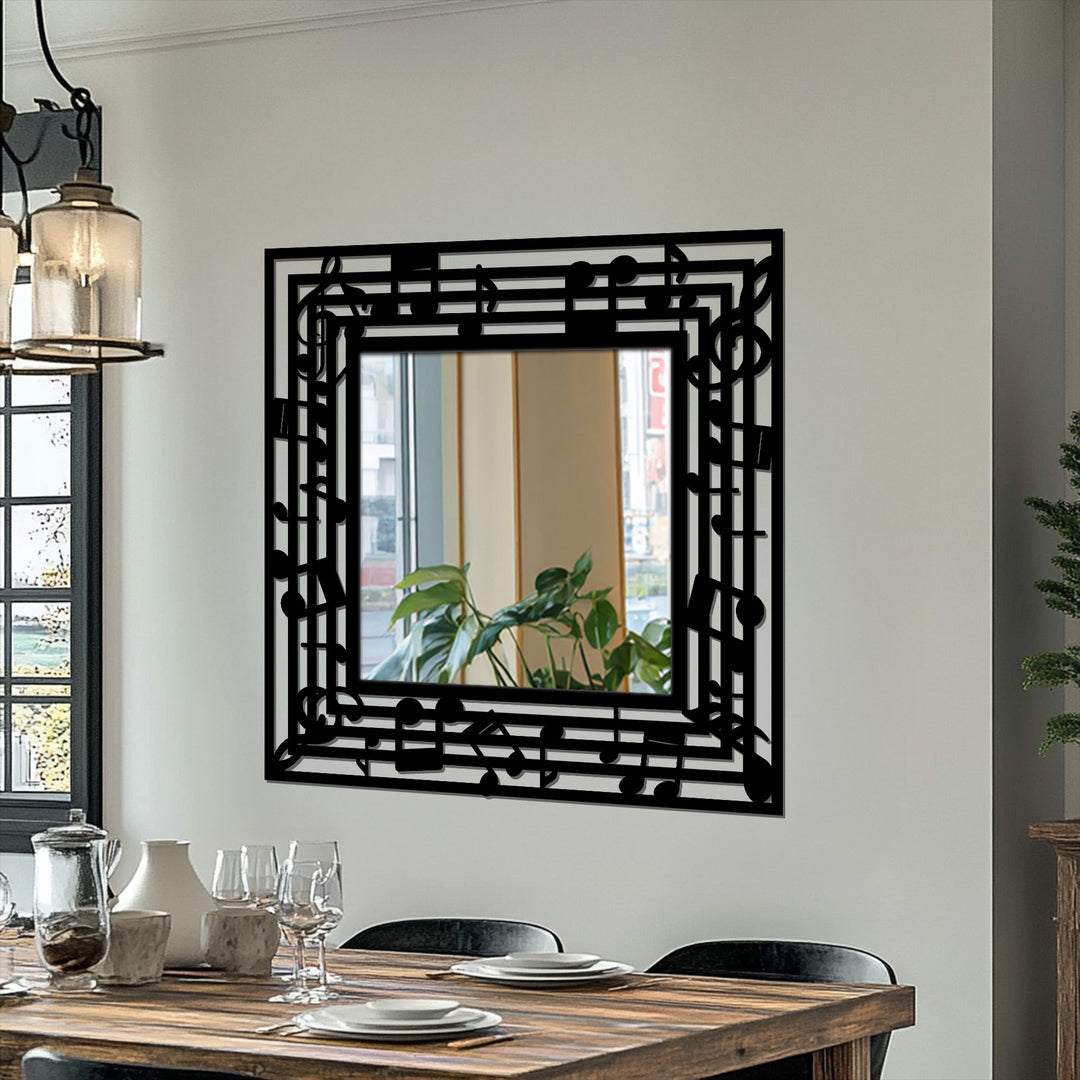 Interplaying musical notes give organic form to this artistic rhythm decoration wall art mirror, offering a melodic touch to modern interiors.