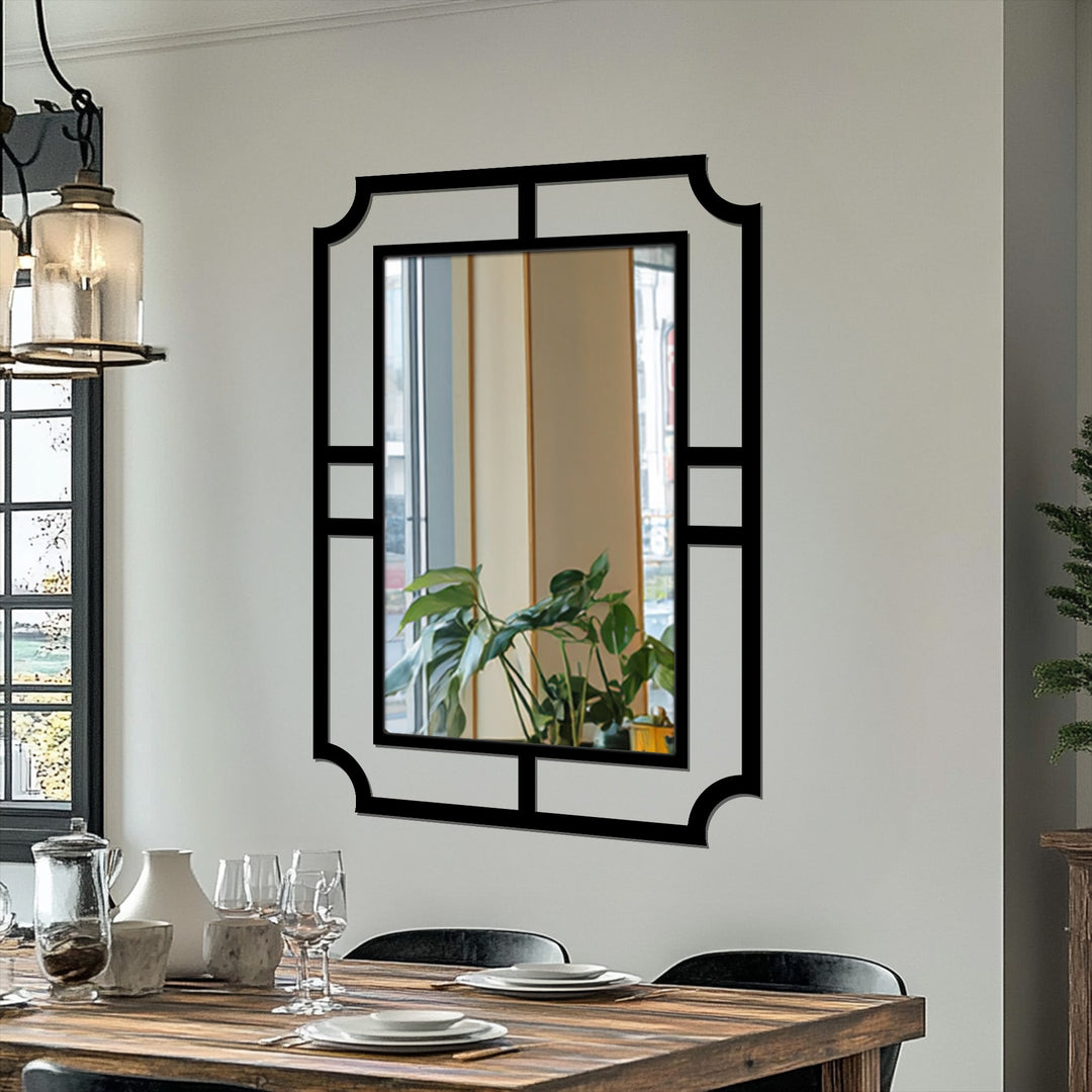 Llave griega redonda decorativa Espejo De Pared – Decoración de pared con espejo clásico moderno