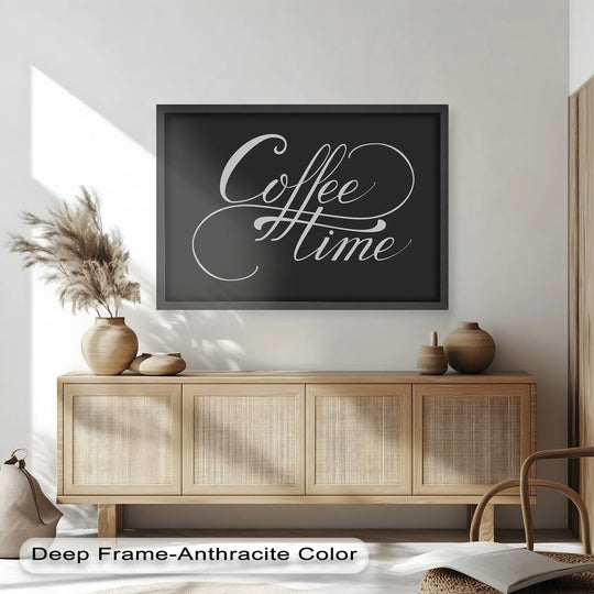 Highlighting the abstract quality, the 'Coffee Time' modern oil painting art presents flowing script against a dark background, bringing sophisticated contrast and texture.