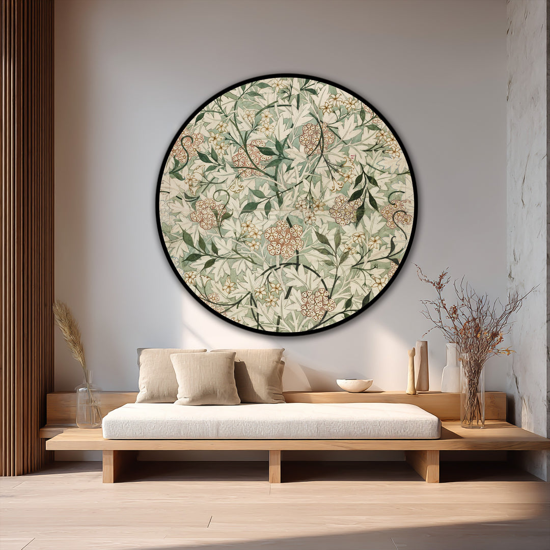 Vintage Garden Elegance – Botanical Pattern Round Oil Painting