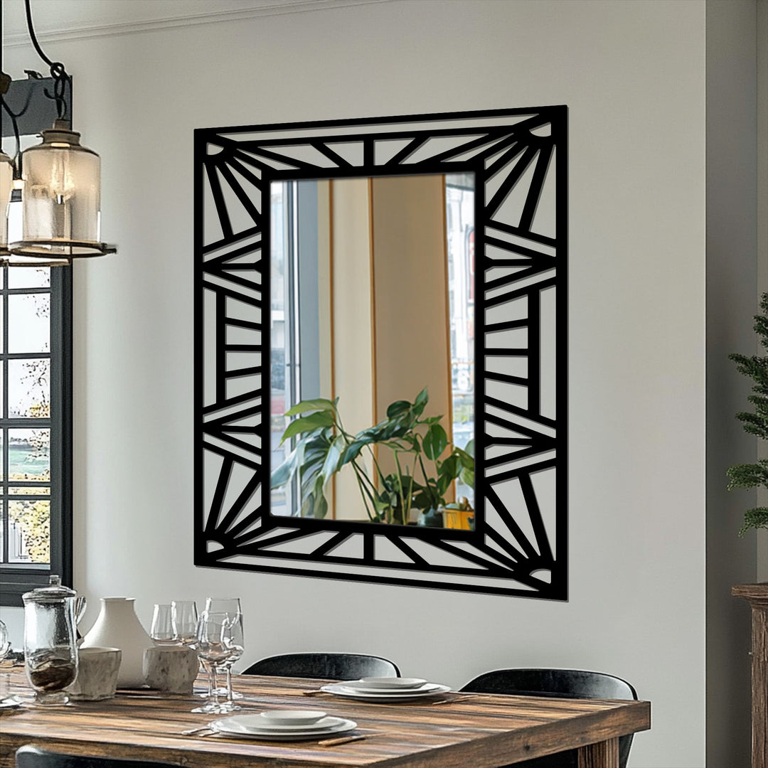 Llave griega redonda decorativa Espejo De Pared – Decoración de pared con espejo clásico moderno