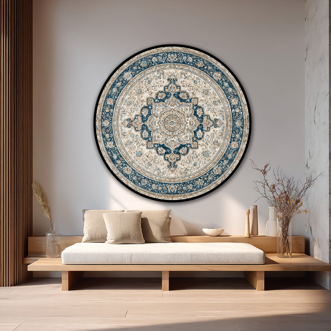 Elegancia imperial: Mandala persa vintage redondo Cuadro al óleo