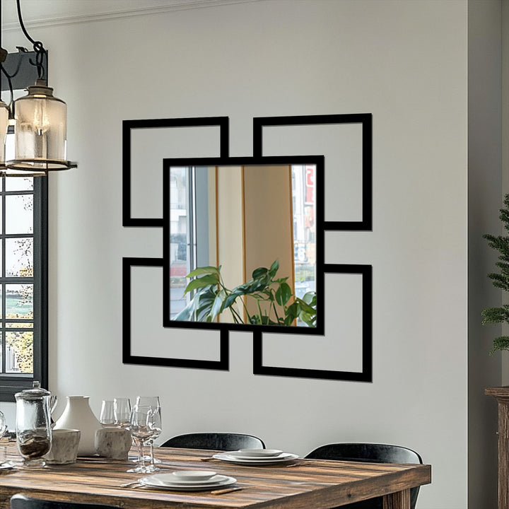 Inviting a sense of artistic flair, the contemporary square wall Quadra Flow mirror presents a modern mirror with geometric frames, reflecting light and enhancing the room's mood.