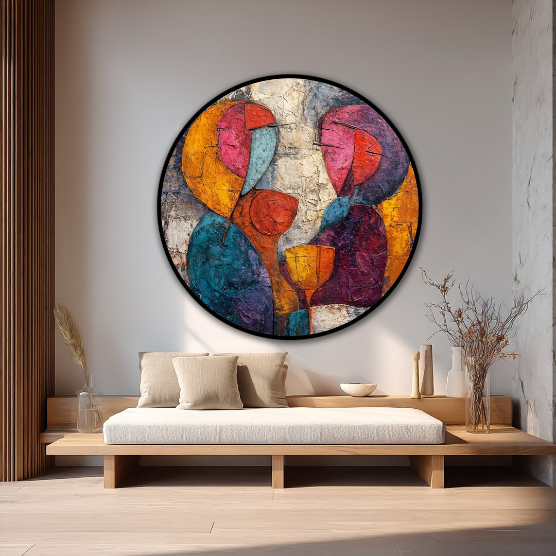 artistic couple round oil art