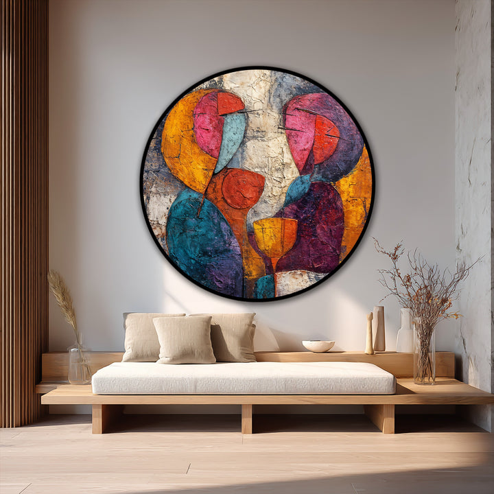 artistic couple round oil art