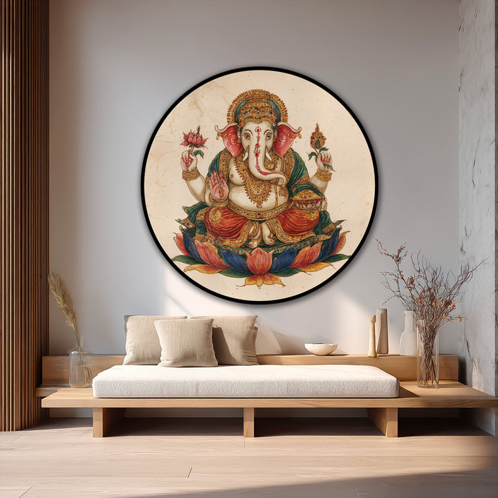 traditional ganesha round decor