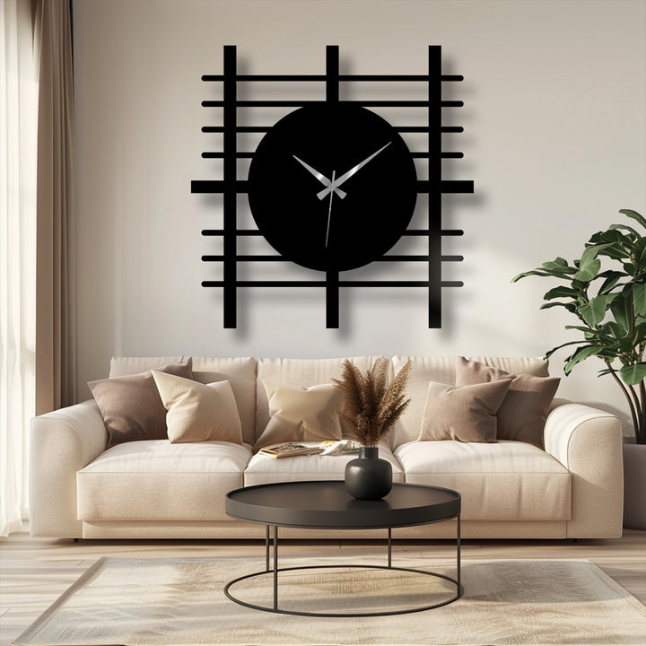 Crafted with durable materials, this modern grid panel metal wall decor showcases the sturdy, minimalist design of a high-quality metal wall clock.
