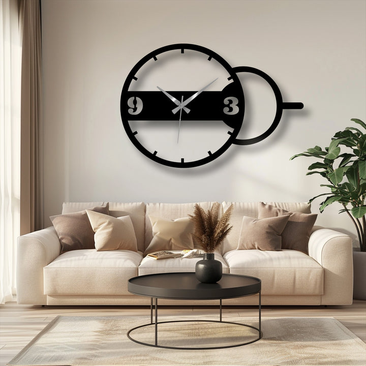 Black is the dominant color of this unique metal wall art, a modern geometric dual circle metal wall clock that adds a contemporary touch to any room.
