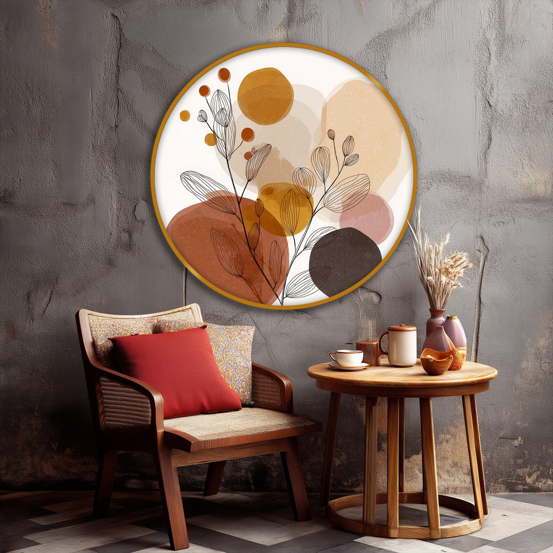 Earthy Shapes Round Canvas Print – Modern Minimal Wall Art