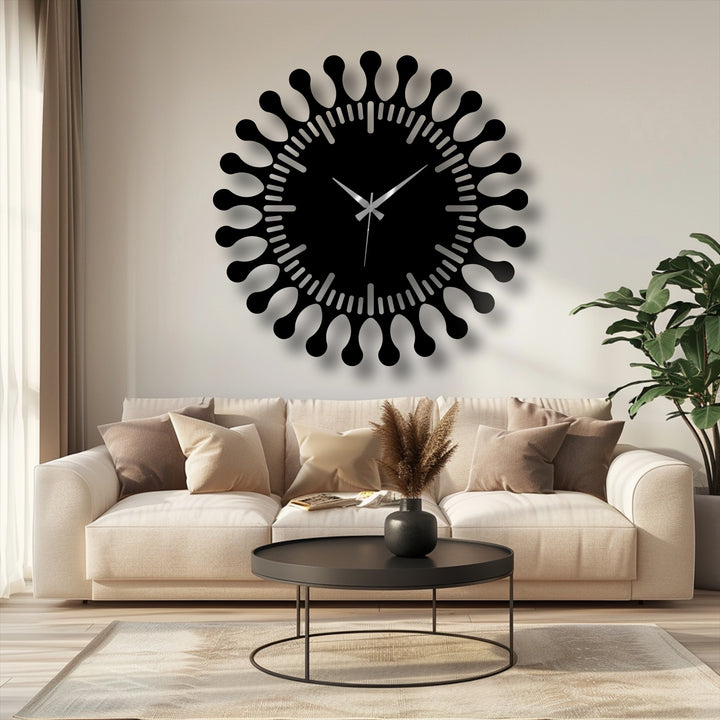 Highlighting the abstract quality, this modern sunburst metal wall clock is a captivating example of metal art for wall, blending form and function.