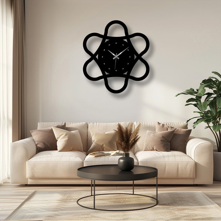 The spiraling loops of the minimalist geometry metal art for wall clock seem to twist and turn, bringing a dynamic sense of movement to the modern design.