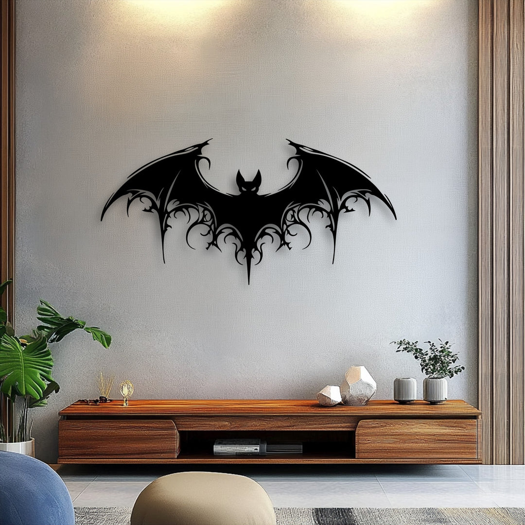 Gothic Bat Metal Wall Art – Dark Fantasy Winged Decor