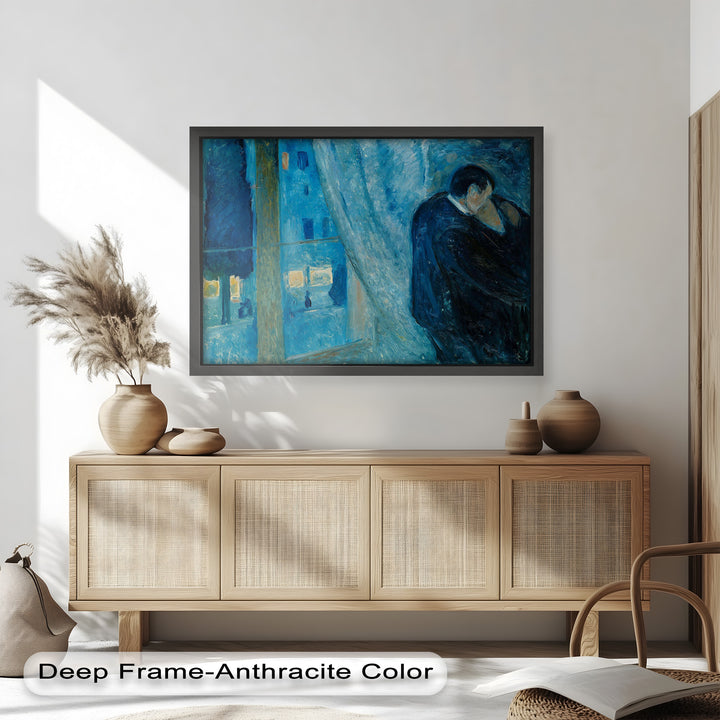 The Kiss by Munch – Romantic Blue Interior Oil Painting