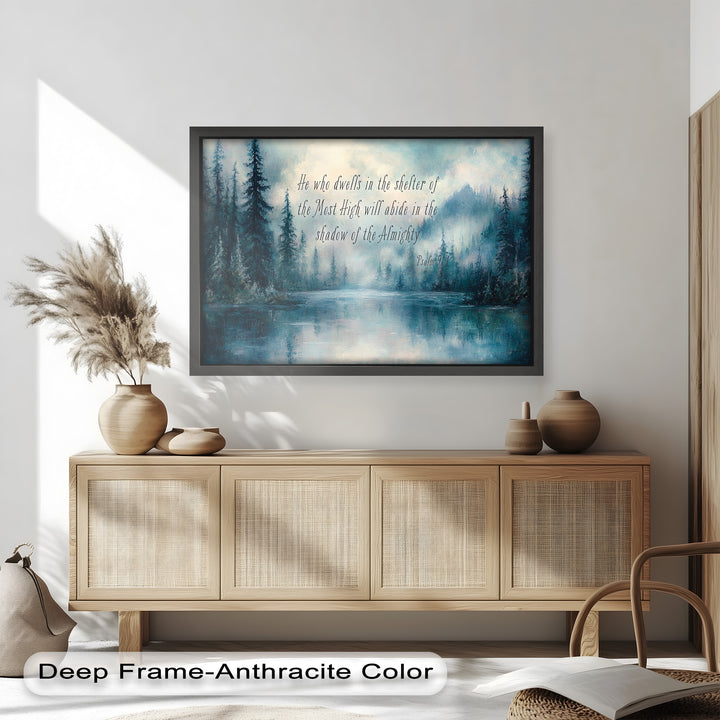 Psalm 91:1 – Divine Protection Bible Verse Oil Painting