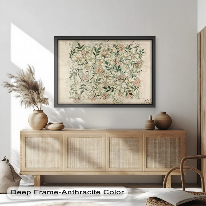 Jasmine Pattern by William Morris – Framed Botanical Oil Painting