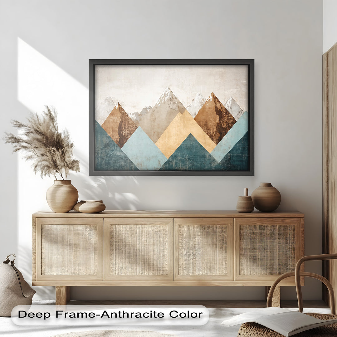 Geometrische Berge – Modernes abstraktes Ölgemälde