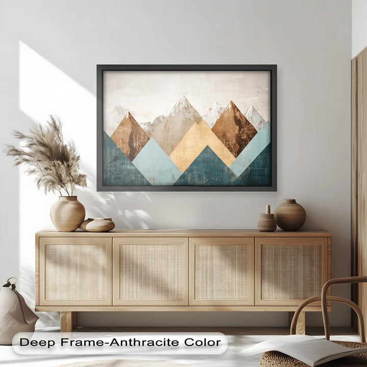 Geometrische Berge – Modernes abstraktes Ölgemälde