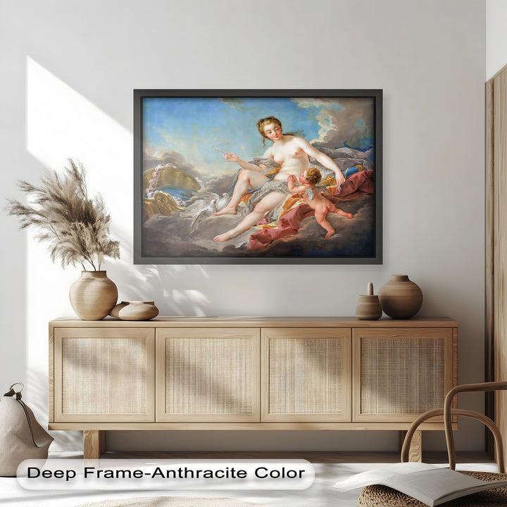 Venus und Amor in den Wolken – Rokoko-Ölgemälde