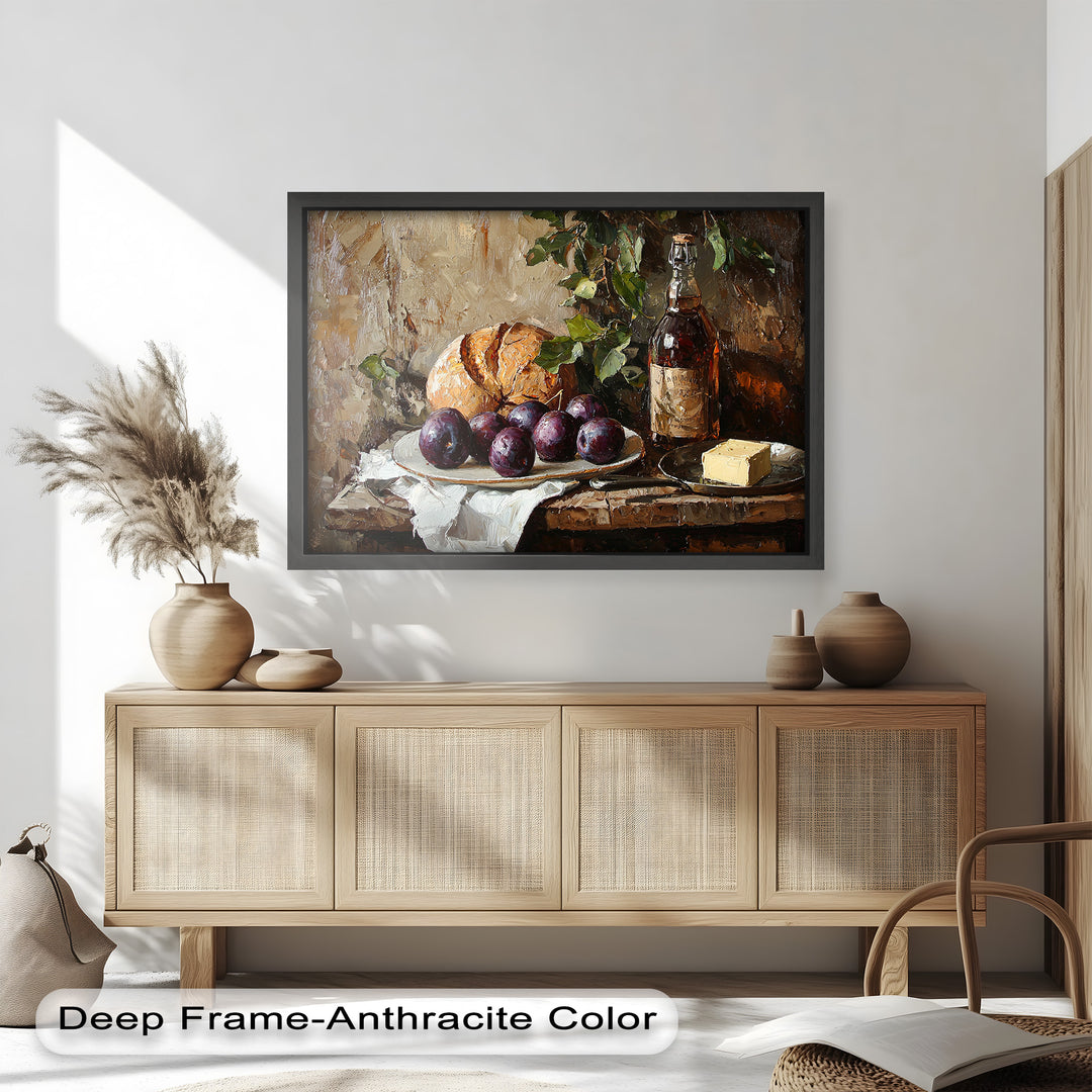 This elegant painting offers a nostalgic glimpse into countryside living, where wholesome ingredients and rustic charm meet in harmony.