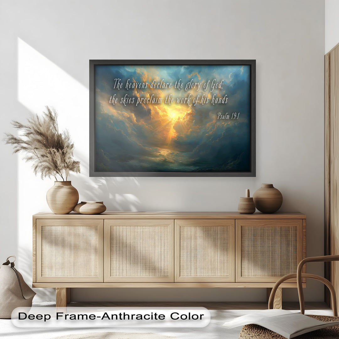 Psalm 19:1 – The Heavens Declare Bible Verse Oil Painting