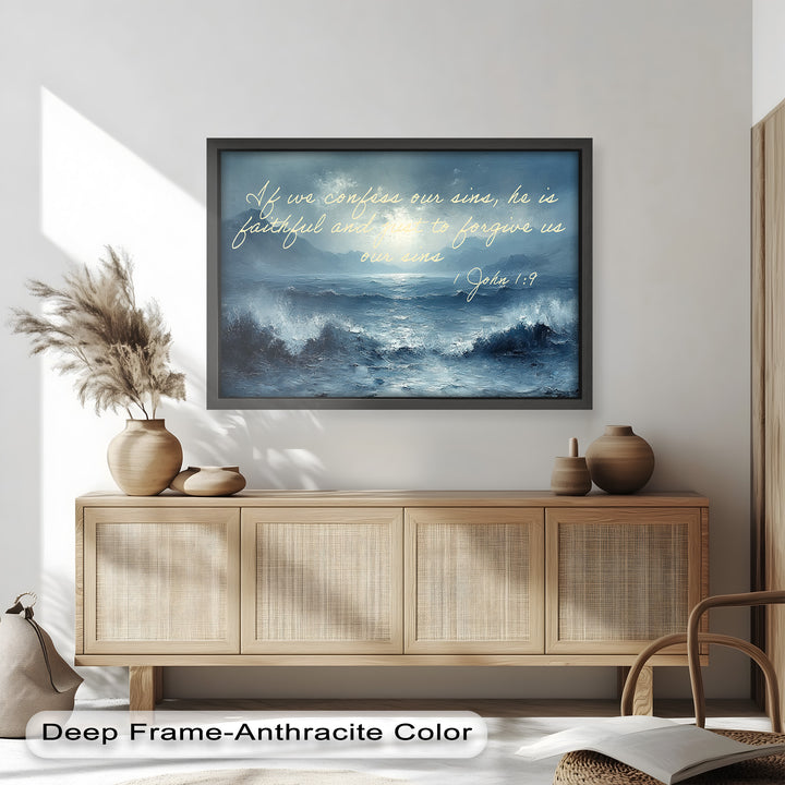 1 John 1:9 – Forgiveness and Grace Bible Verse Oil Painting