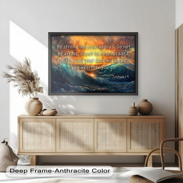 Joshua 1:9 – Courage & Strength Bible Verse Oil Painting