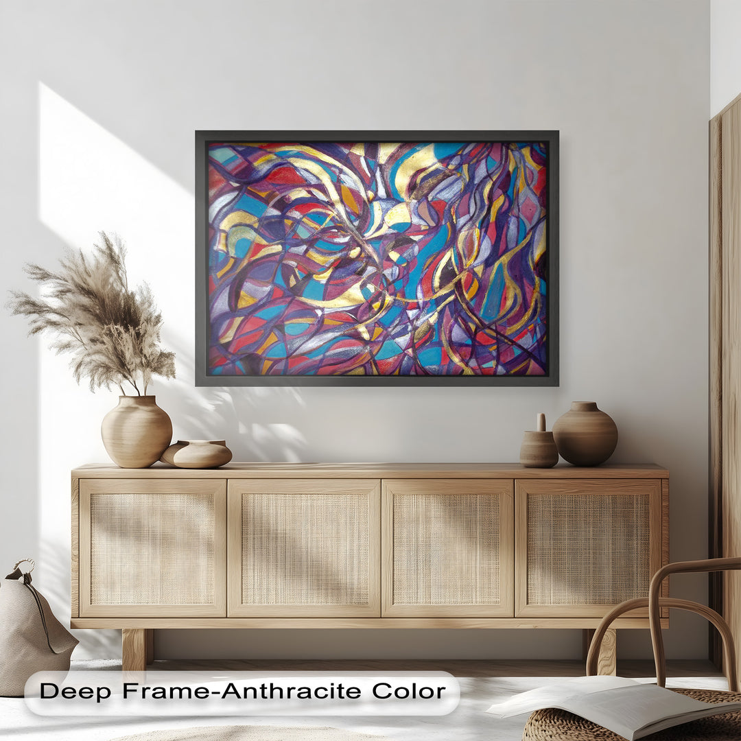 Farbenfrohe fließende Komposition – Abstraktes expressionistisches Ölgemälde