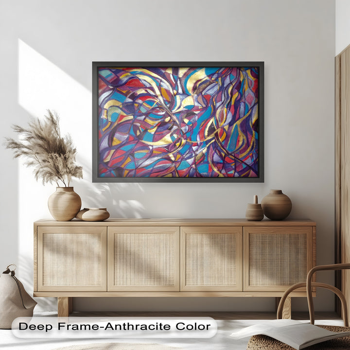 Farbenfrohe fließende Komposition – Abstraktes expressionistisches Ölgemälde