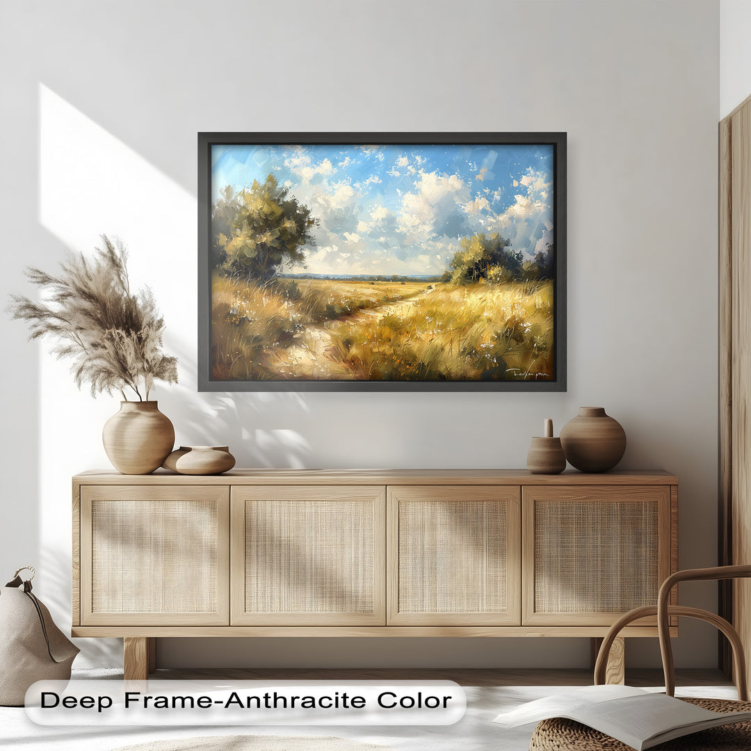 Nostalgic Landscape Framed Art – Nature Oil Painting