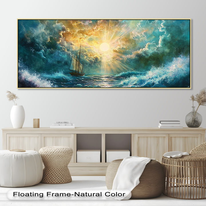 Golden Sun & Sea – Boat Oil Painting