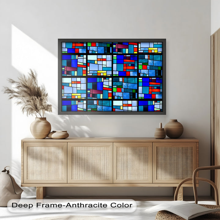 Moderne geometrische Wandkunst – gerahmtes Ölgemälde