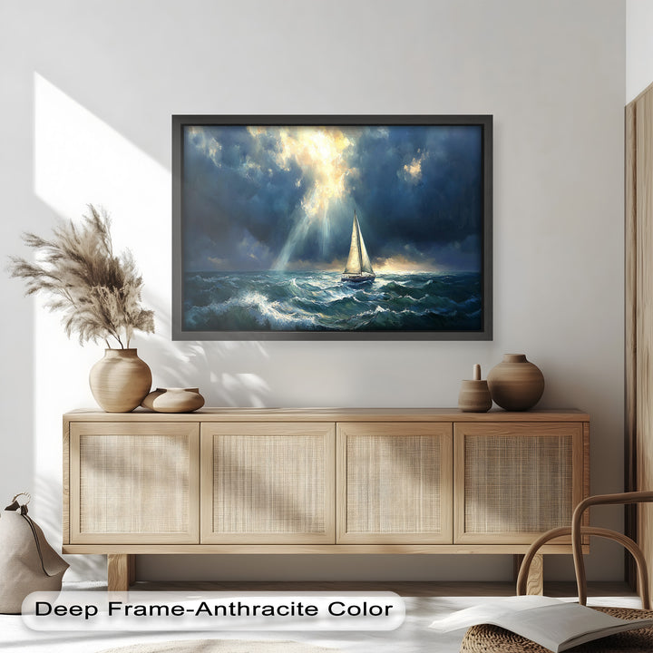 Stormy Horizon – Boat Oil Painting
