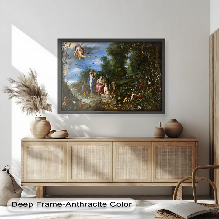 The Garden of Earthly Light – Mythological Forest Scene Oil Painting
