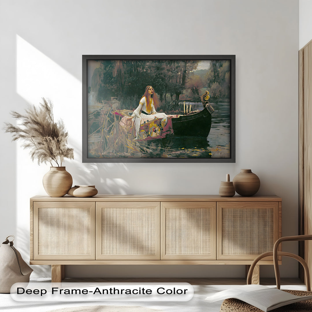 The Lady of Shalott – Romantic River Journey Historic Oil Painting