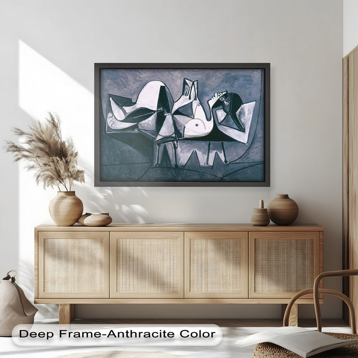 Geometry of Stillness – Monochrome Reclining Picasso Oil Painting