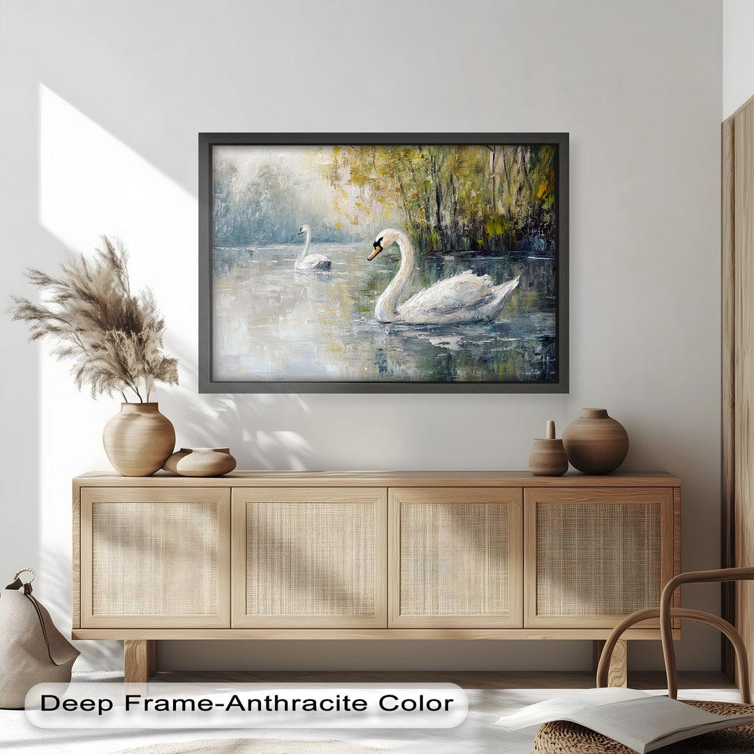 Swans on the Lake – Animal Oil Painting