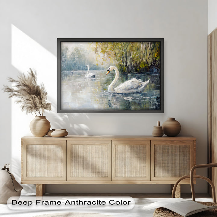 Swans on the Lake – Animal Oil Painting