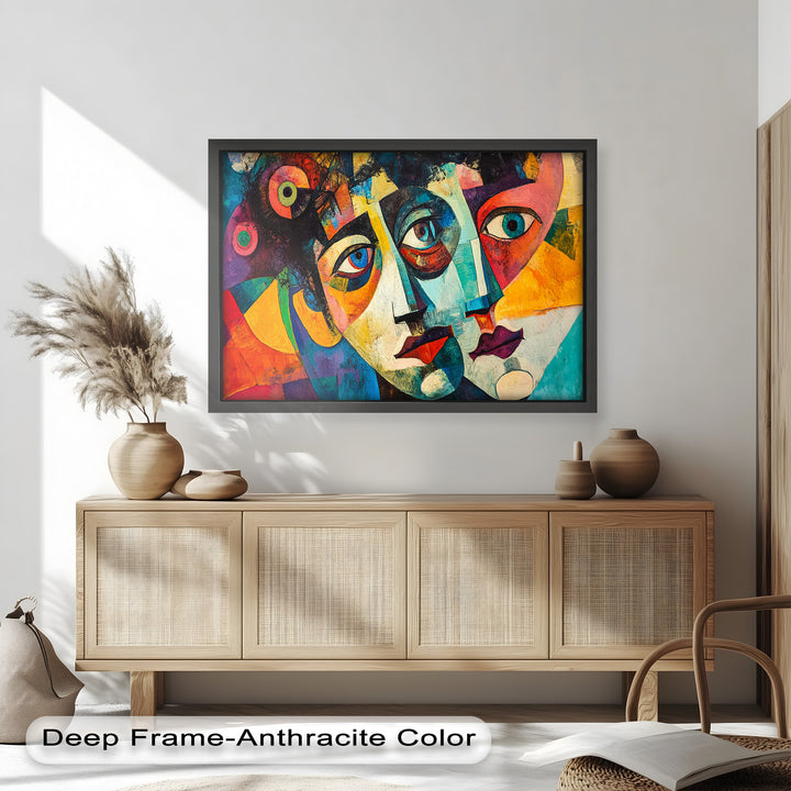Entwined Visions Oil Painting – Fauvist Dual-Face Expressionism