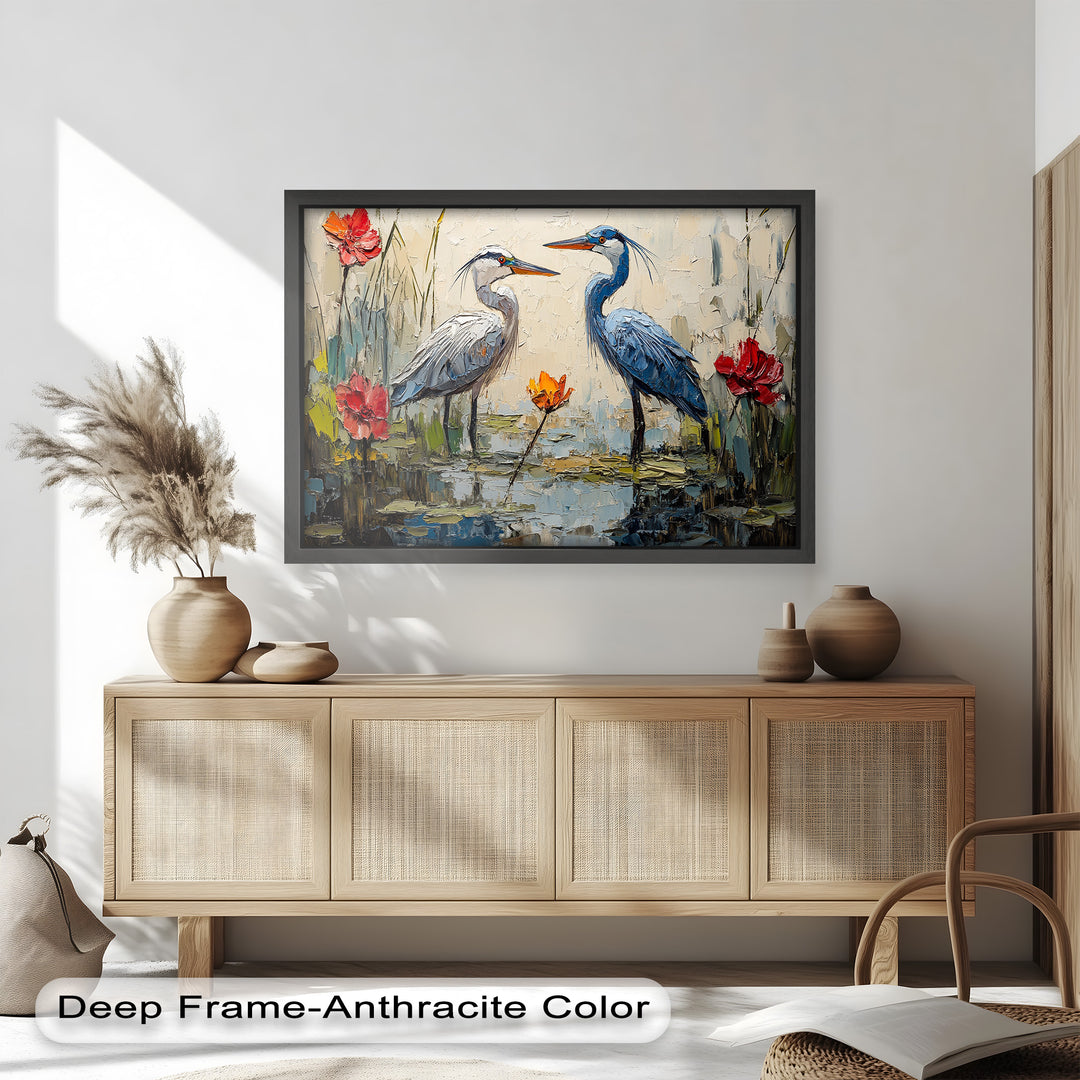 Pair of Herons – Animal Oil Painting