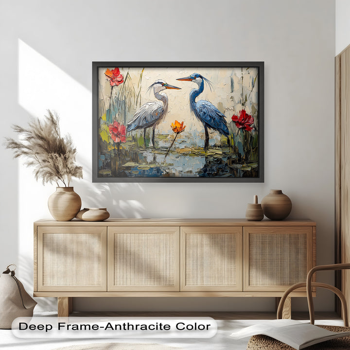 Pair of Herons – Animal Oil Painting