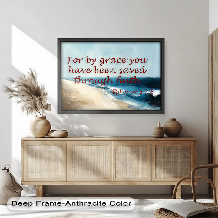 Ephesians 2:8 – Grace Through Faith Bible Verse Oil Painting
