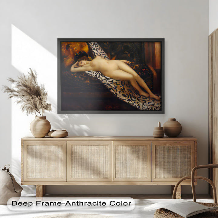 Velvet Reverie – Reclining Nude on Ornamental Nude Oil Painting
