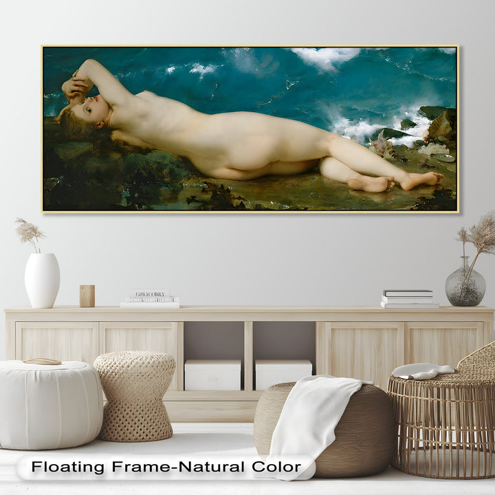 Sirensong Repose – Mythological Nude Beside the Sea Oil Painting
