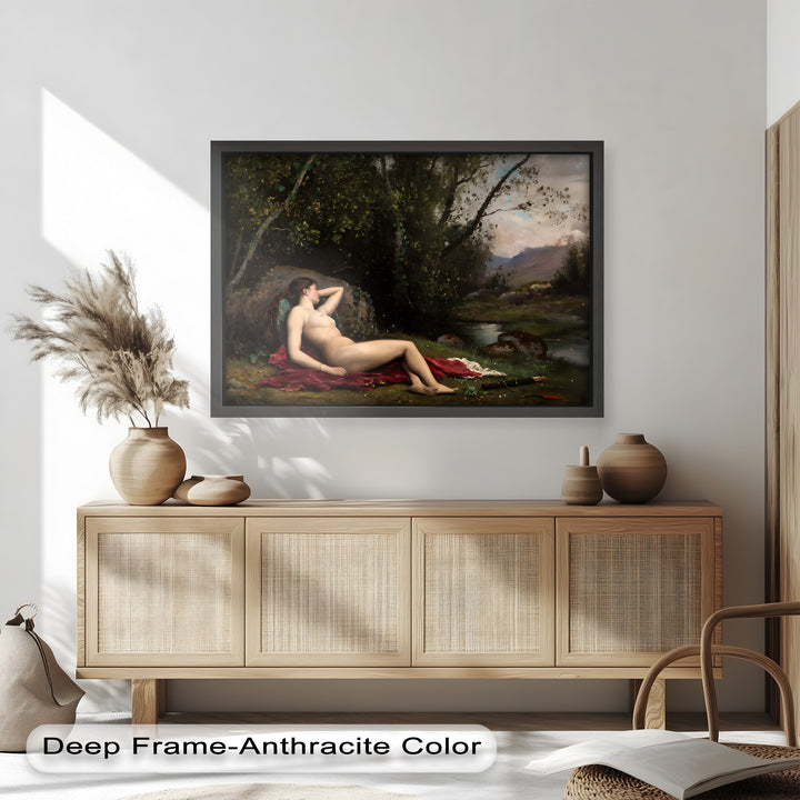 Reclining Diana – Classical Goddess in Nature Renaissance Oil Painting