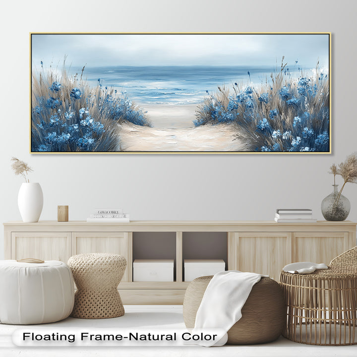 Blaue Blumenstrandlandschaft - Realismus Ölgemälde