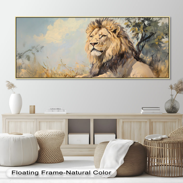 Lion Beneath African Sky - Animal Oil Painting