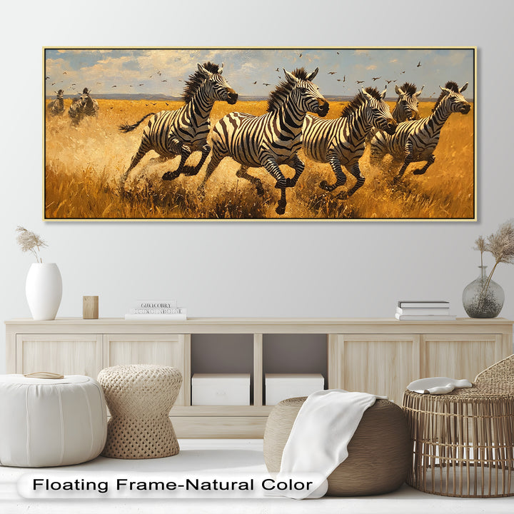 Thundering Zebra Herd – Wild Safari Oil Painting